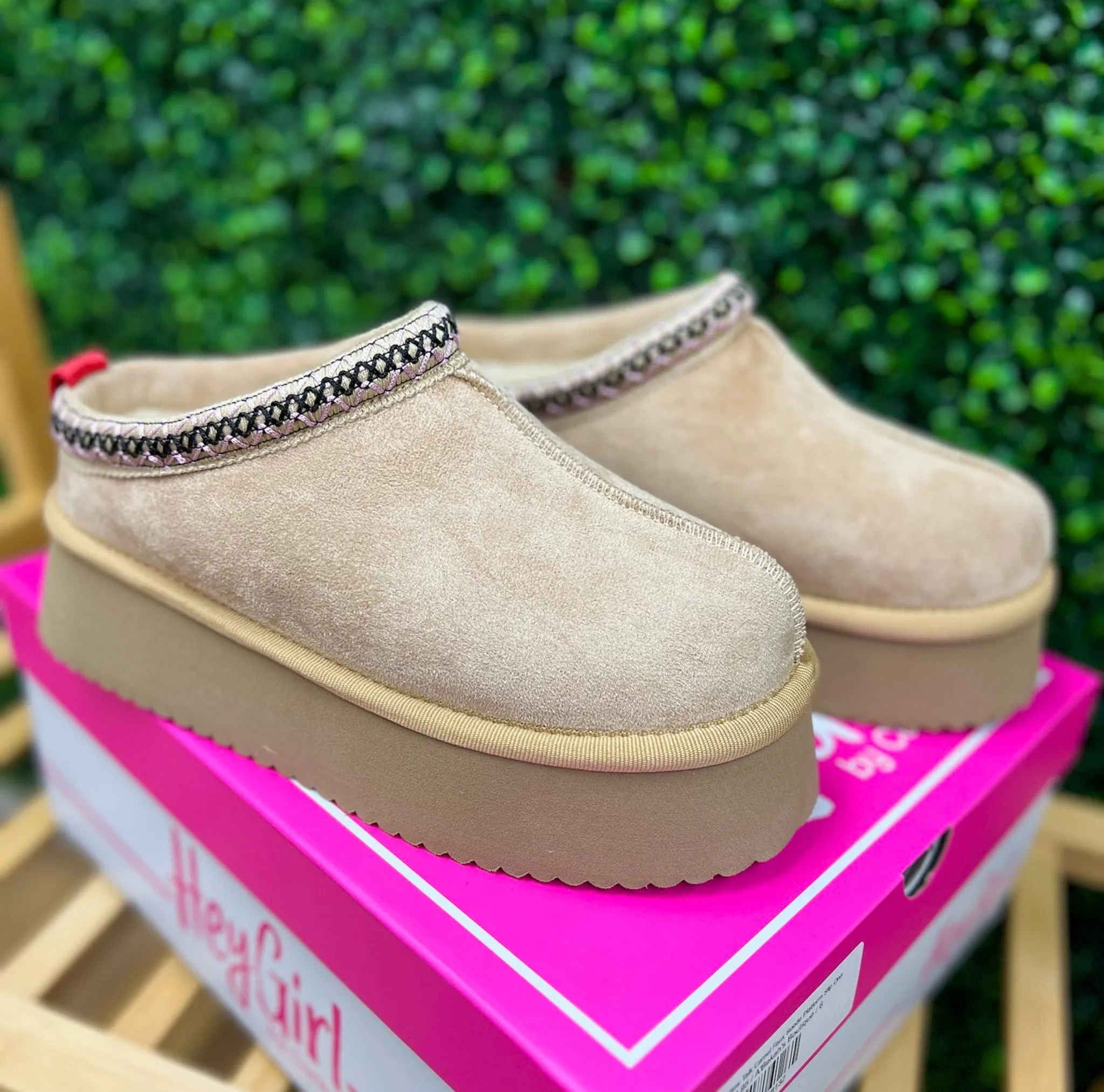 Corkys Pillow Talk Camel Faux Suede Platform Slip Ons