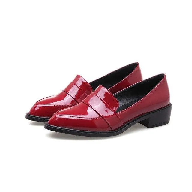 Meotina Spring Flats Loafers Shoes Women Patent Leather Flat Casual Shoes Fashion Pointed Toe Shoes Ladies Black Plus Size 33-43